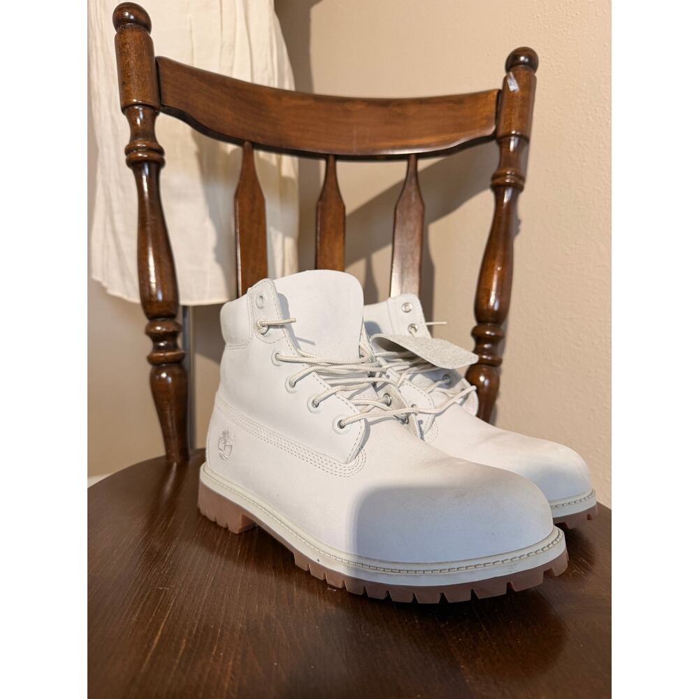 Timberland White Leather Waterproof Men's Ankle Boots Lace Up Size 7 - Picture 6 of 7